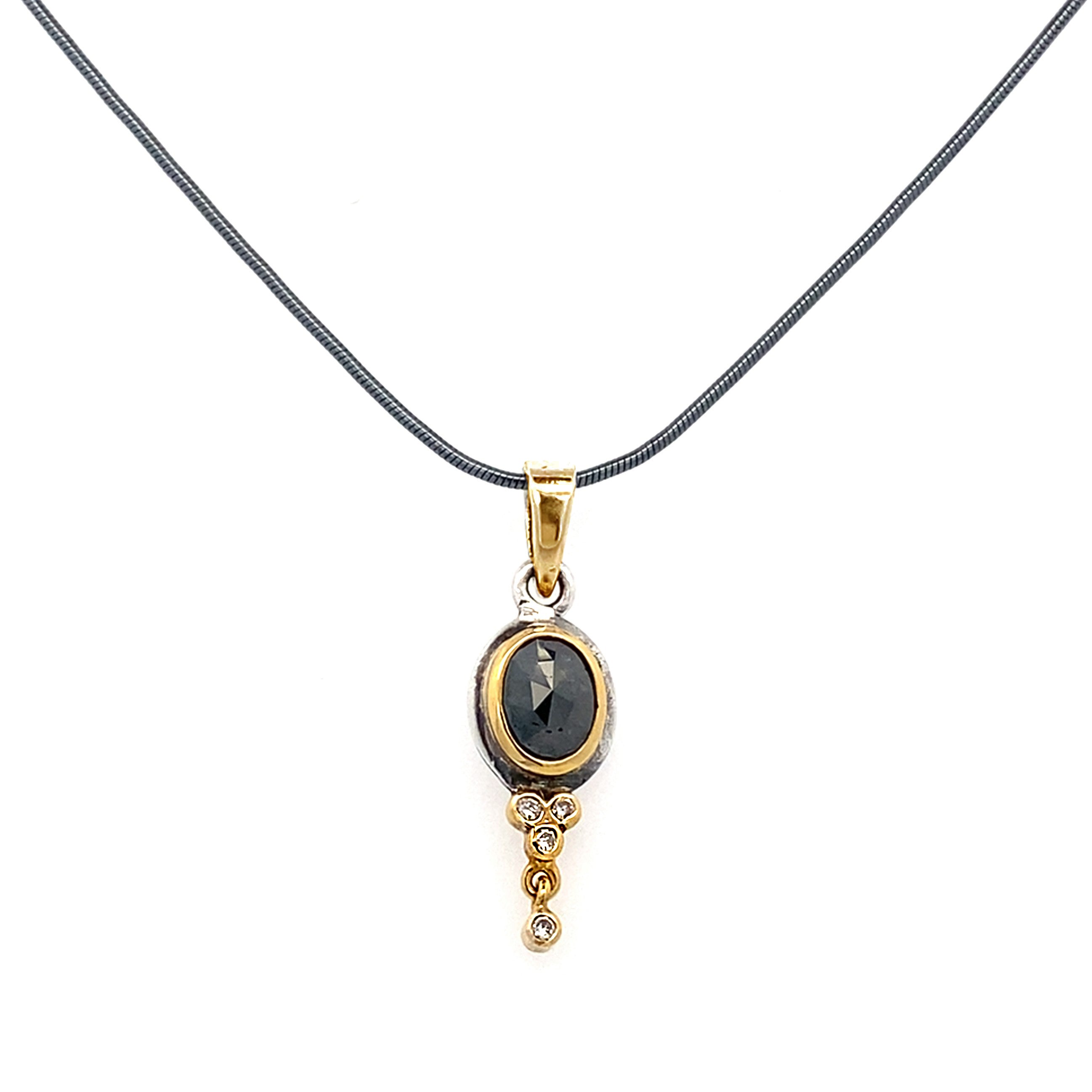 Black Diamond & 14k Pendant with Diamonds