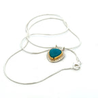 Gem Silica Chrysocolla Silver and 14k Pendant