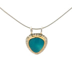 Gem Silica Chrysocolla Silver and 14k Pendant