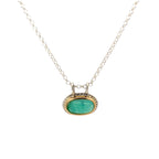 Rare Inspiration Mine Gem Silica Silver and 14k Pendant - Q Evon Fine Jewelry