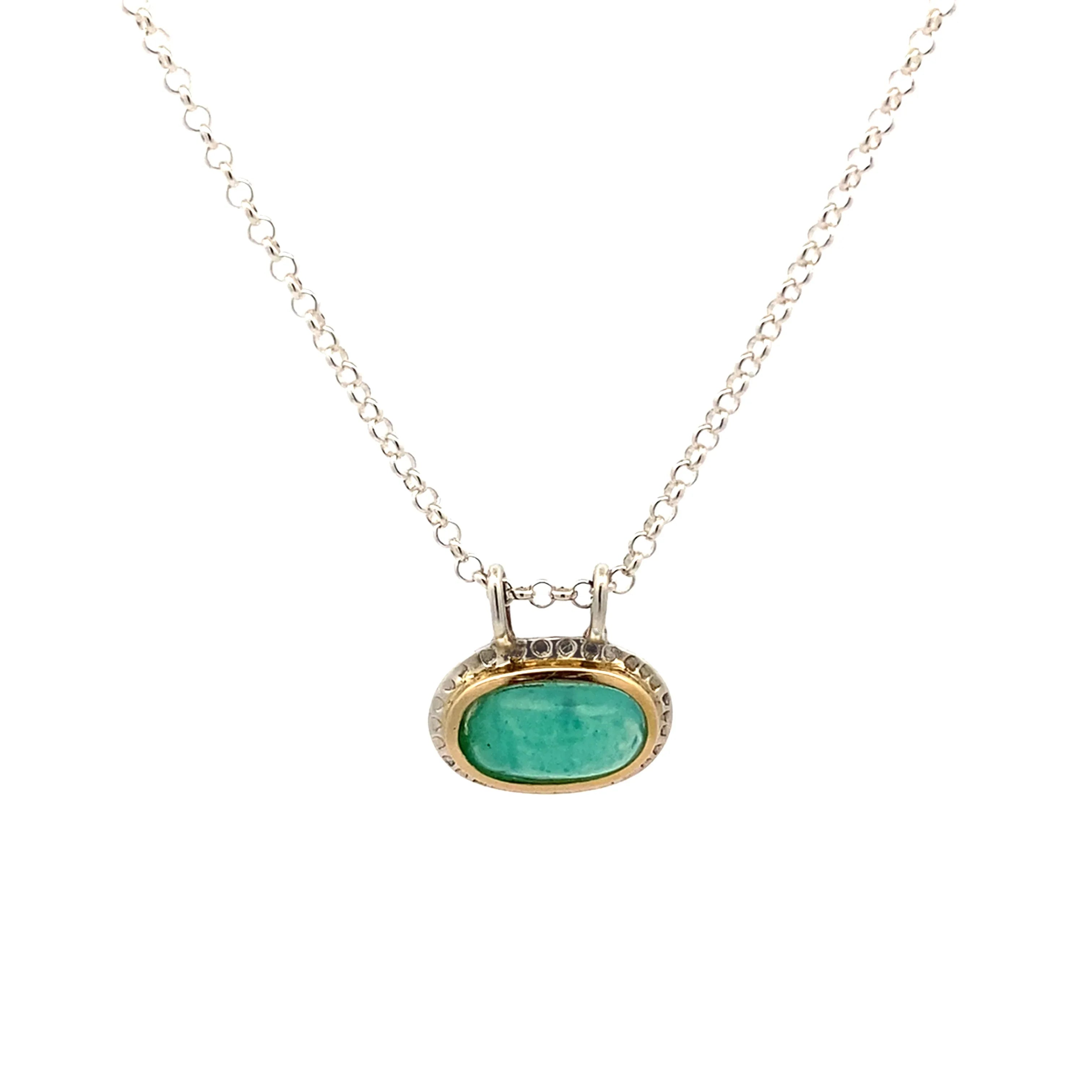 Rare Inspiration Mine Gem Silica Silver and 14k Pendant - Q Evon Fine Jewelry