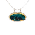Gem Silica Chrysocolla Silver and 14k Pendant - Q Evon Fine Jewelry