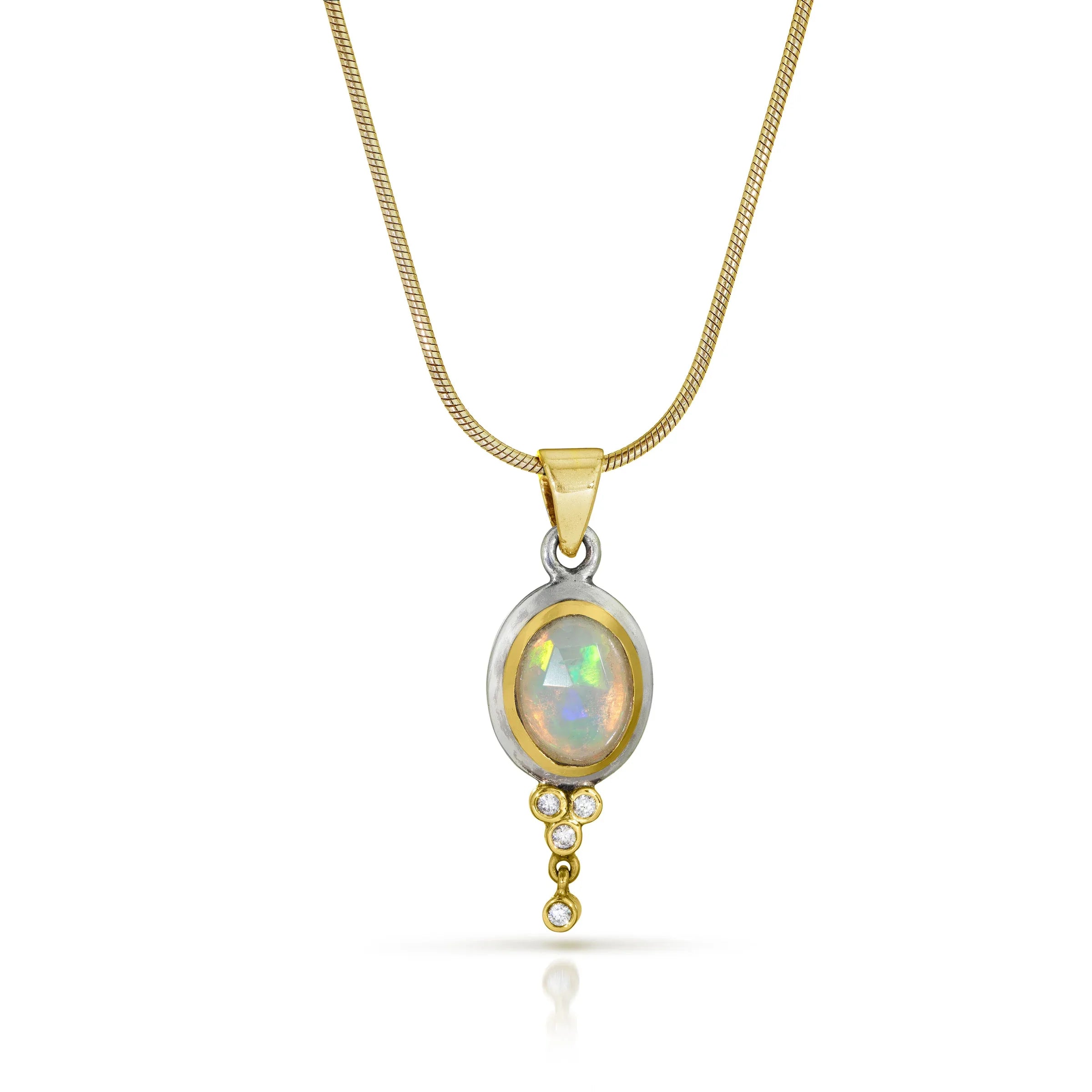Opal & 14k Pendant with Diamonds - Q Evon Fine Jewelry