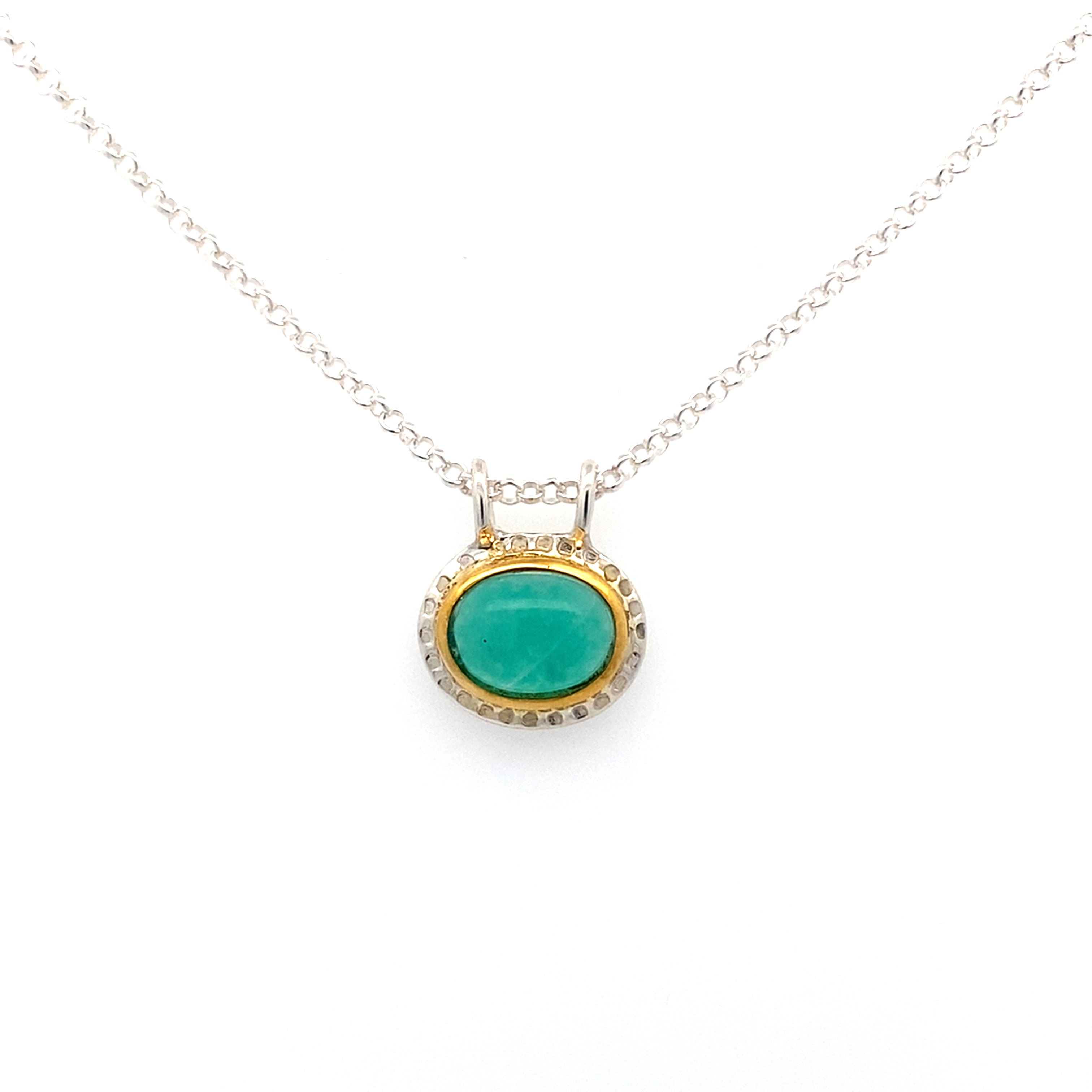 Rare Inspiration Mine Gem Silica Silver and 14k Pendant