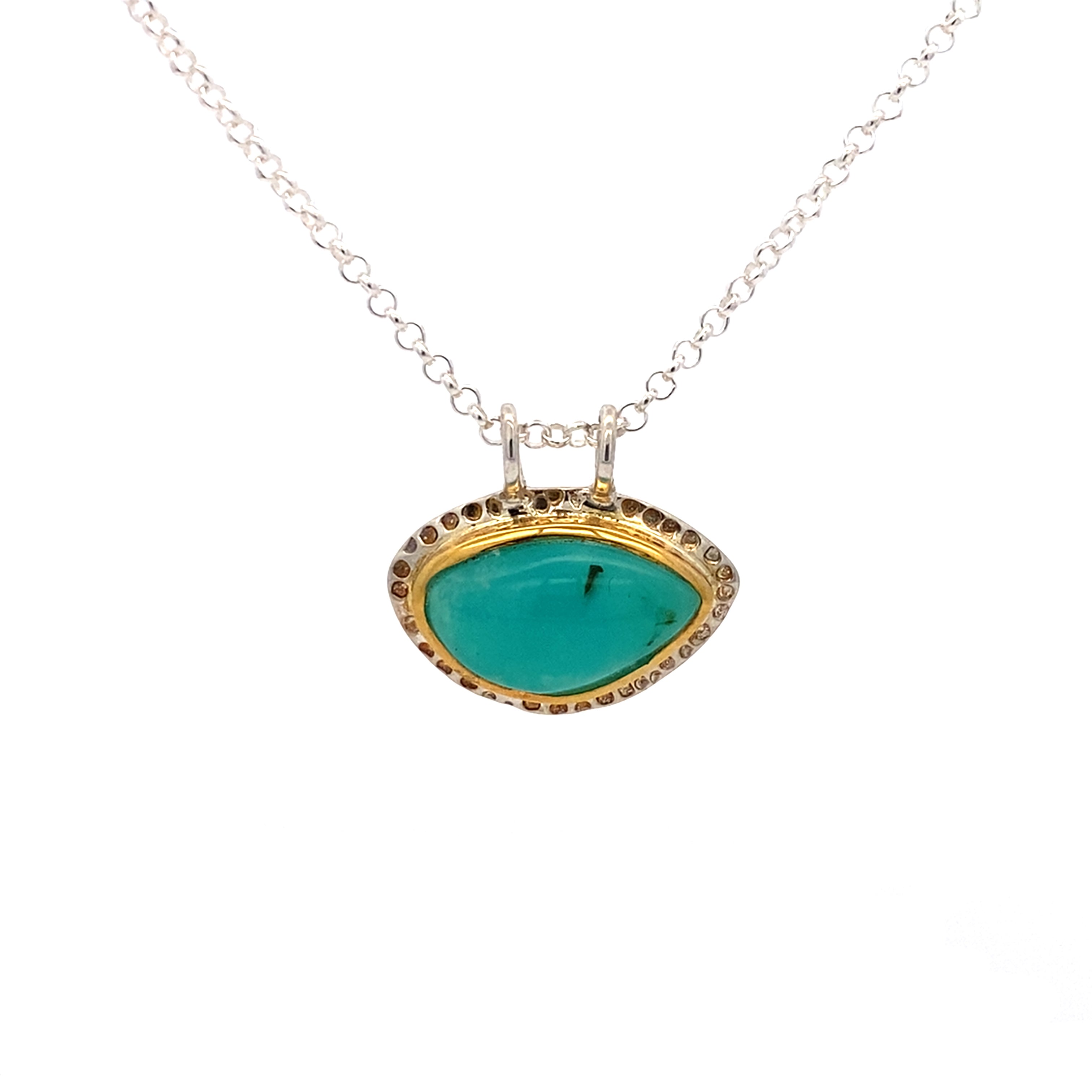 Rare Inspiration Mine Gem Silica Silver and 14k Pendant