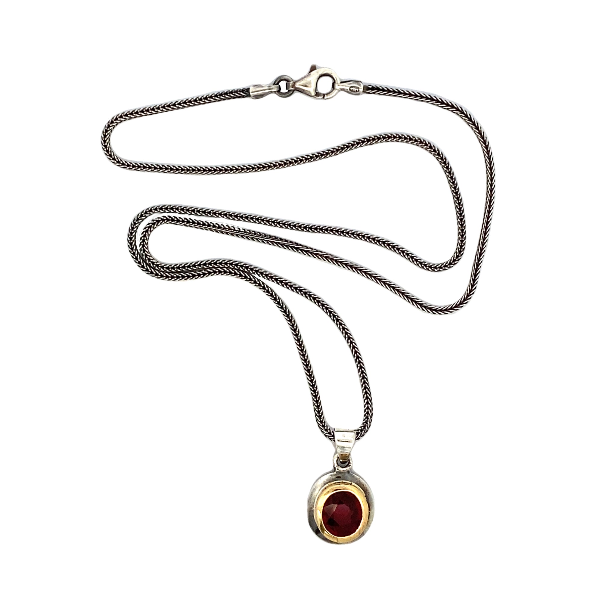 Silver Ruby & 14k Pendant