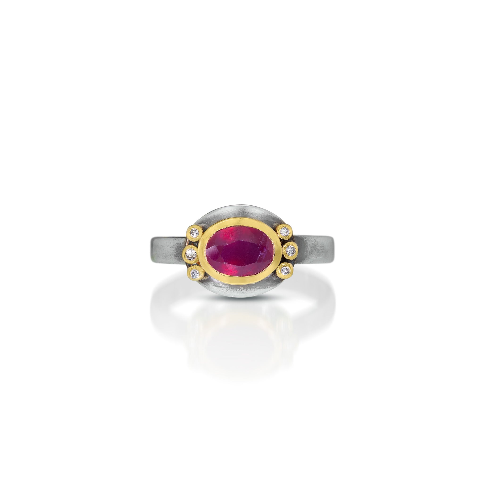 Petite Ruby & 14k Ring with Diamonds