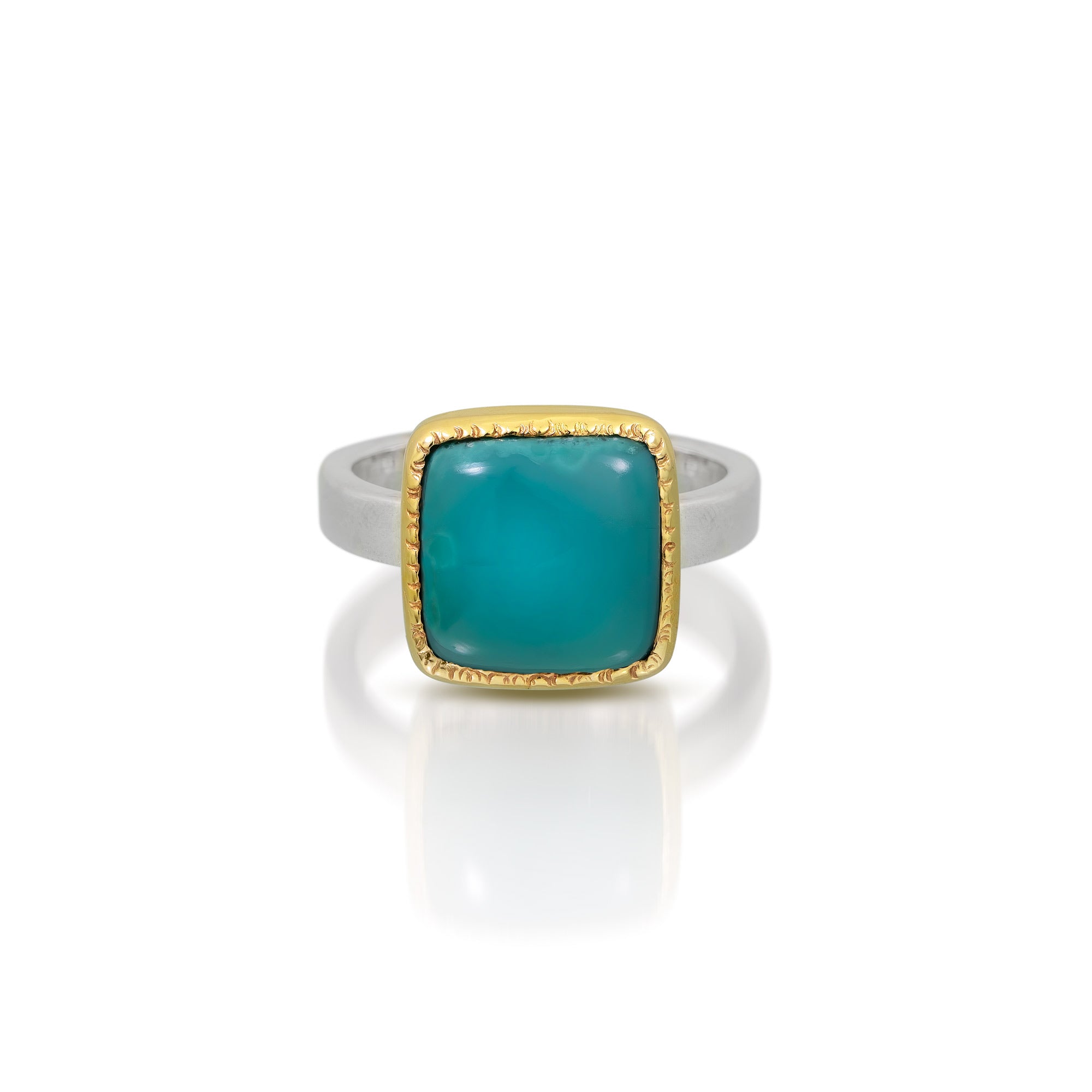 Rare Inspiration Mine Gem Silica Silver and 14k Ring - 7.5