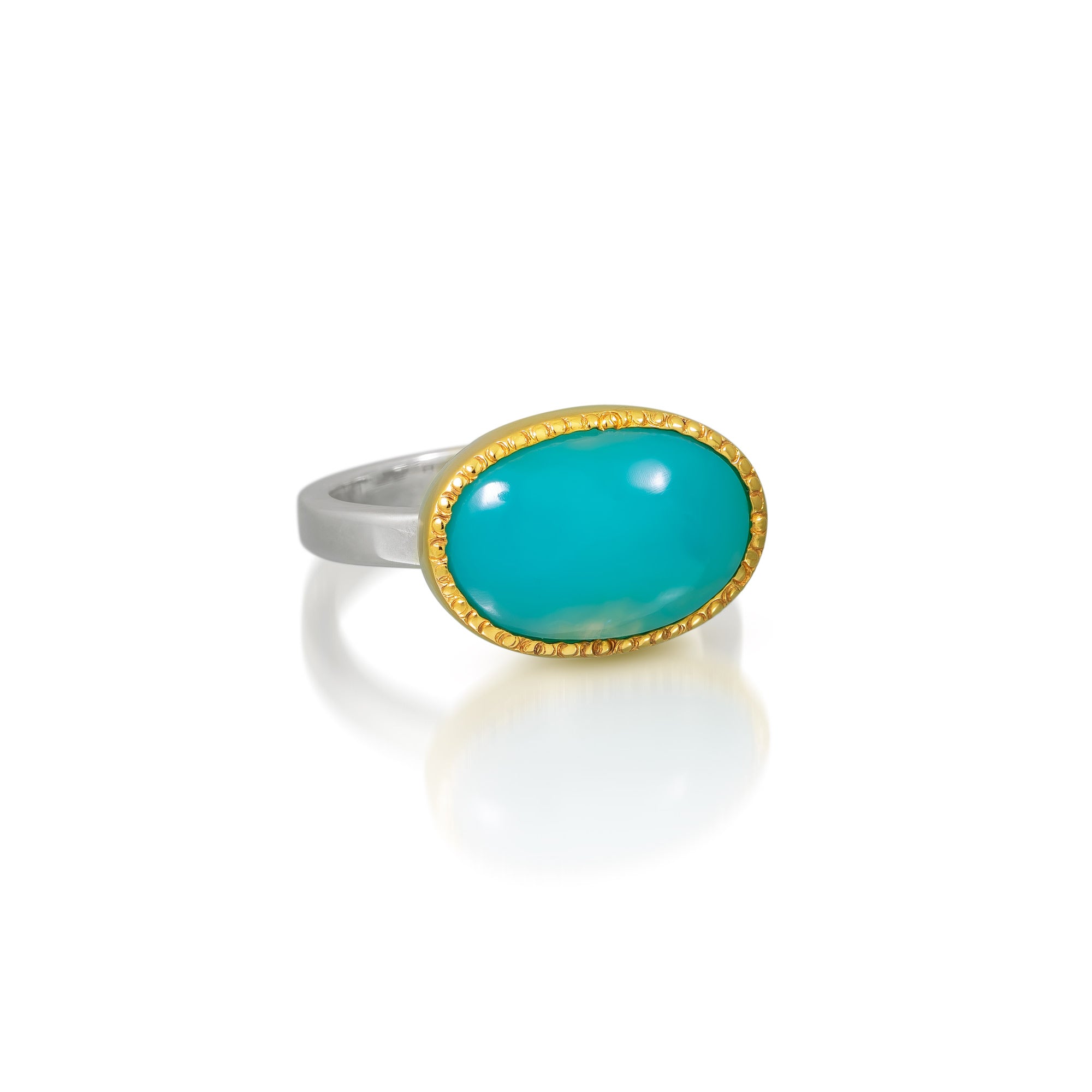 Gem Quality Gem Silica Silver and 14k Ring - 7