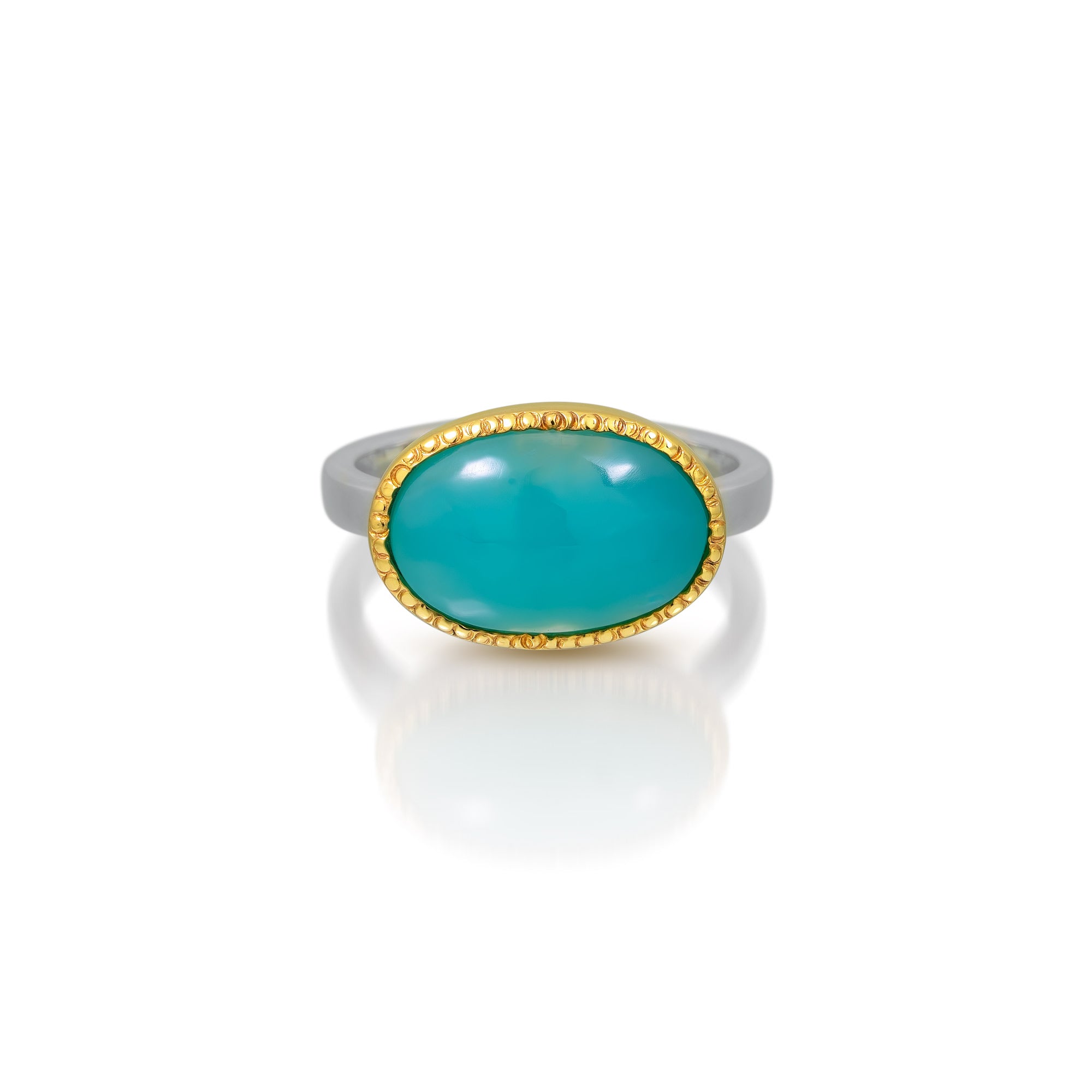 Gem Quality Gem Silica Silver and 14k Ring - 7