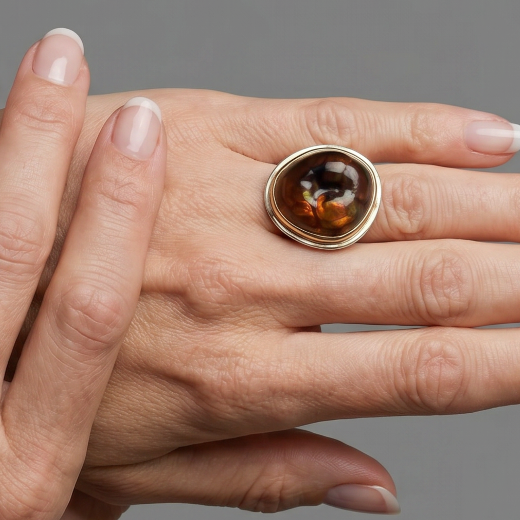 14k and Silver Fire Agate Ring