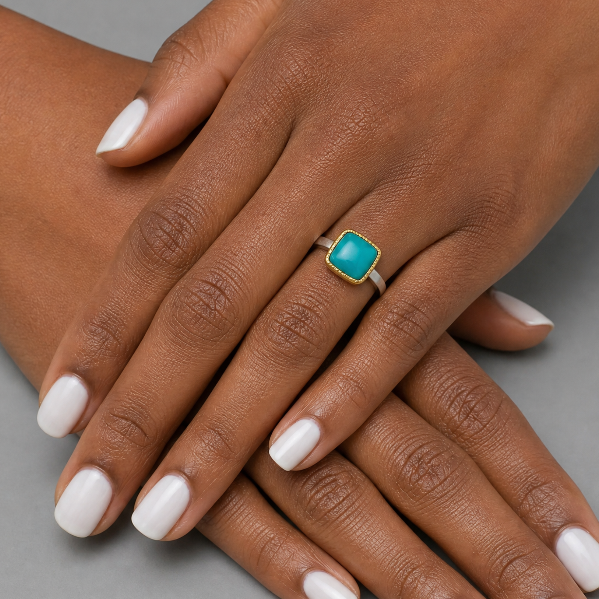 Rare Inspiration Mine Gem Silica Silver and 14k Ring - 7.5