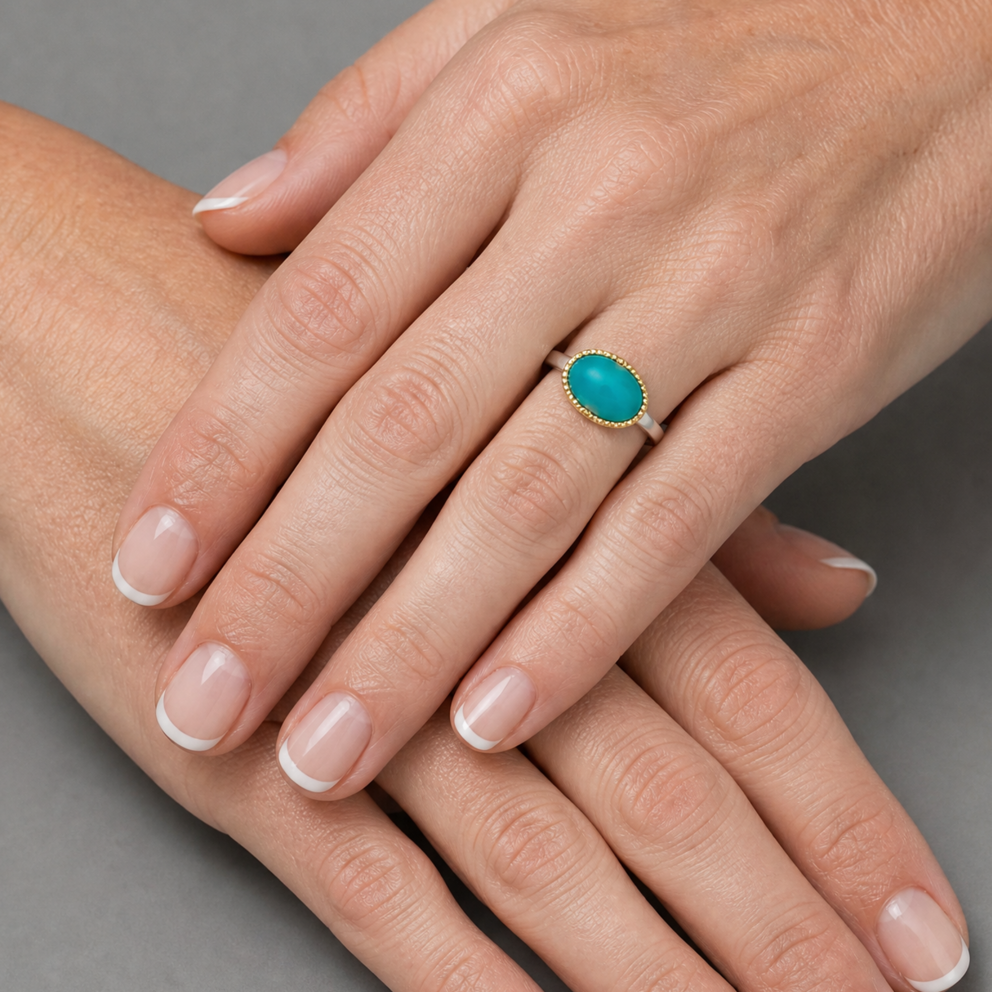 Gem Quality Gem Silica Silver and 14k Ring - 7