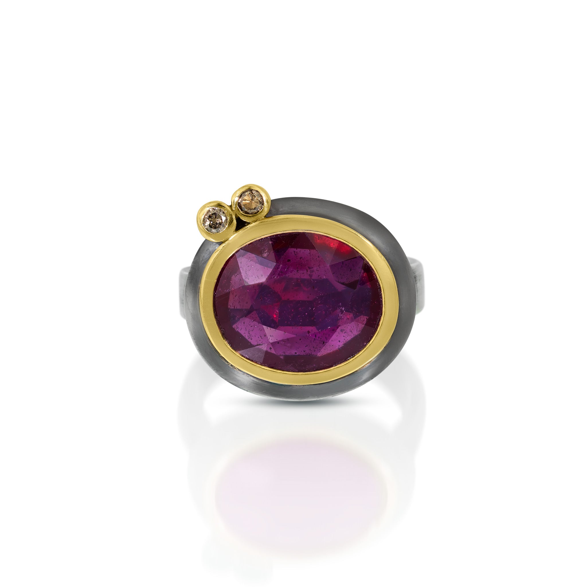 Ruby & 14k Ring with Champagne Diamond