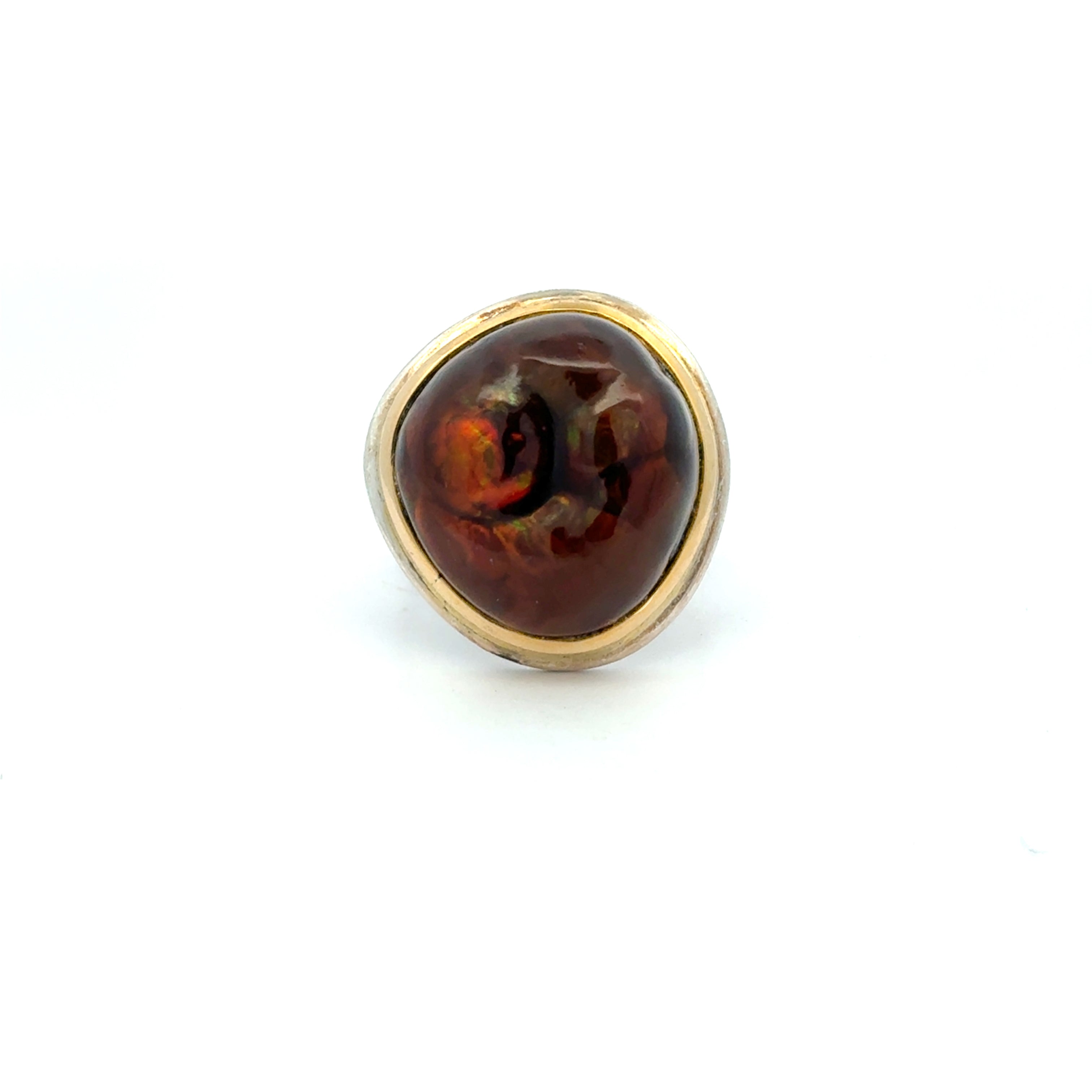 14k and silver fire agate ring - Q Evon Fine Jewelry