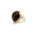 14k and silver fire agate ring - Q Evon Fine Jewelry