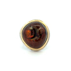 14k and silver fire agate ring - Q Evon Fine Jewelry