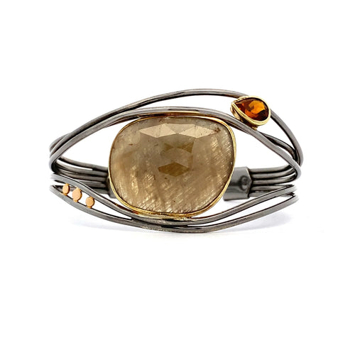 Champagne Sapphire and Golden Topaz Cuff - Q Evon Fine Jewelry