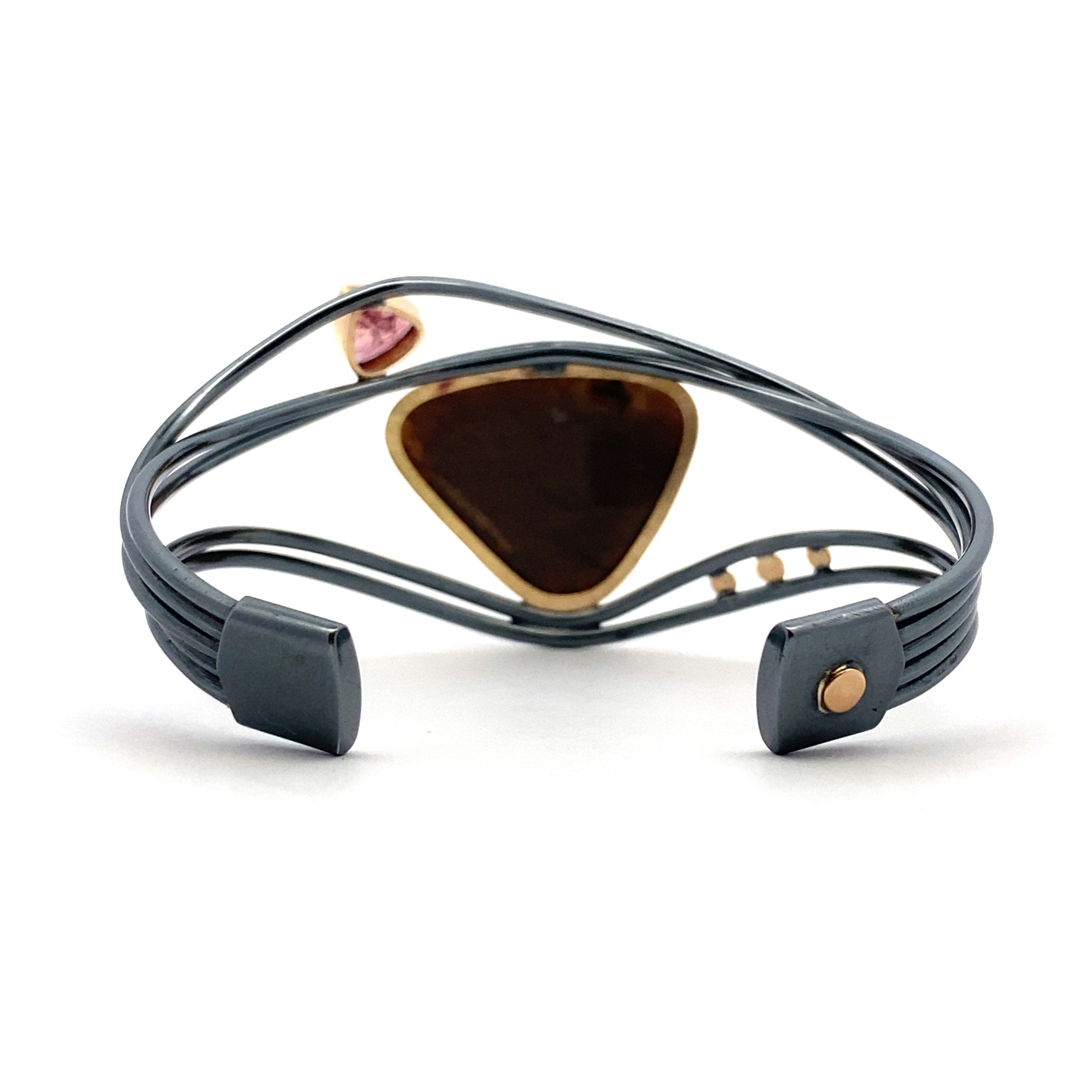 Bronze Sapphire and Pink Tourmaline Cuff