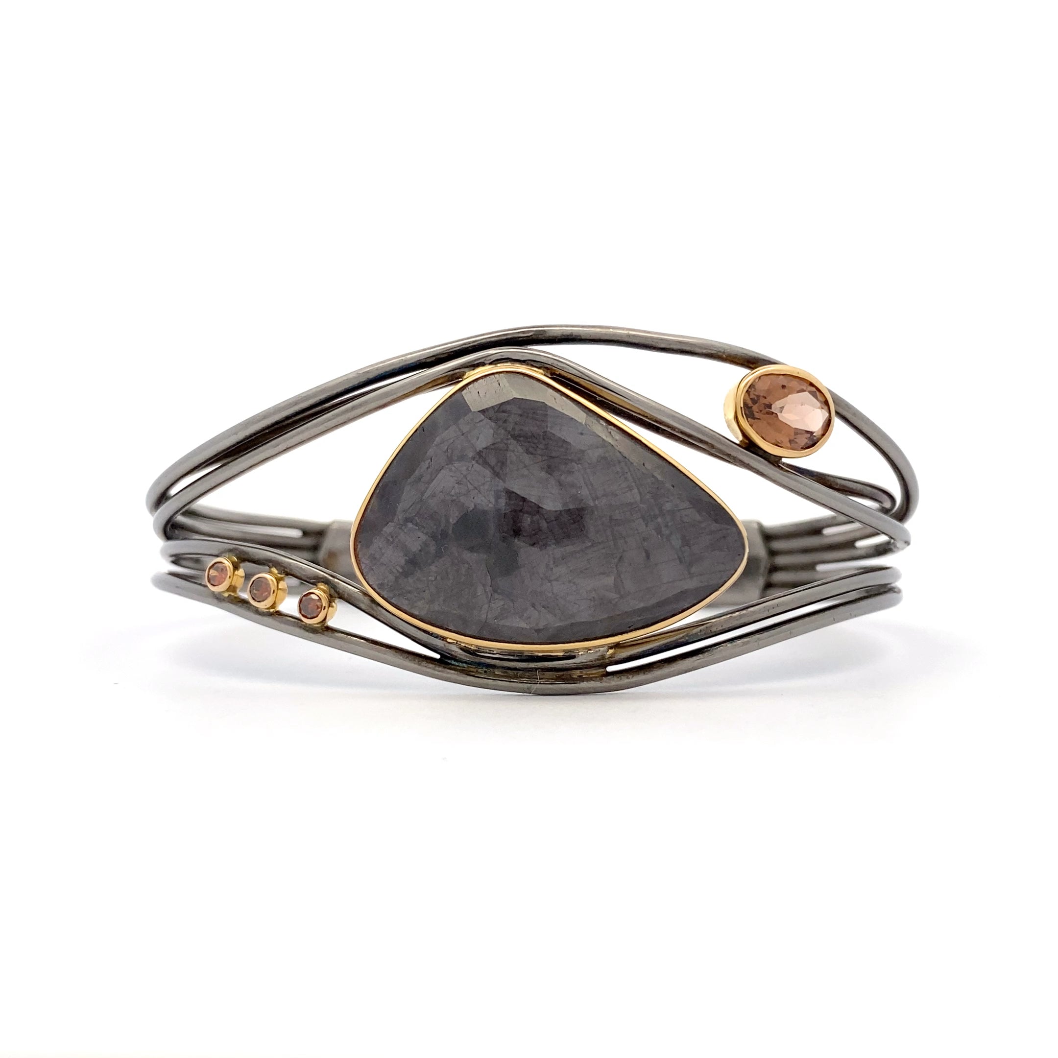 Gray Sapphire and Tourmaline Cuff