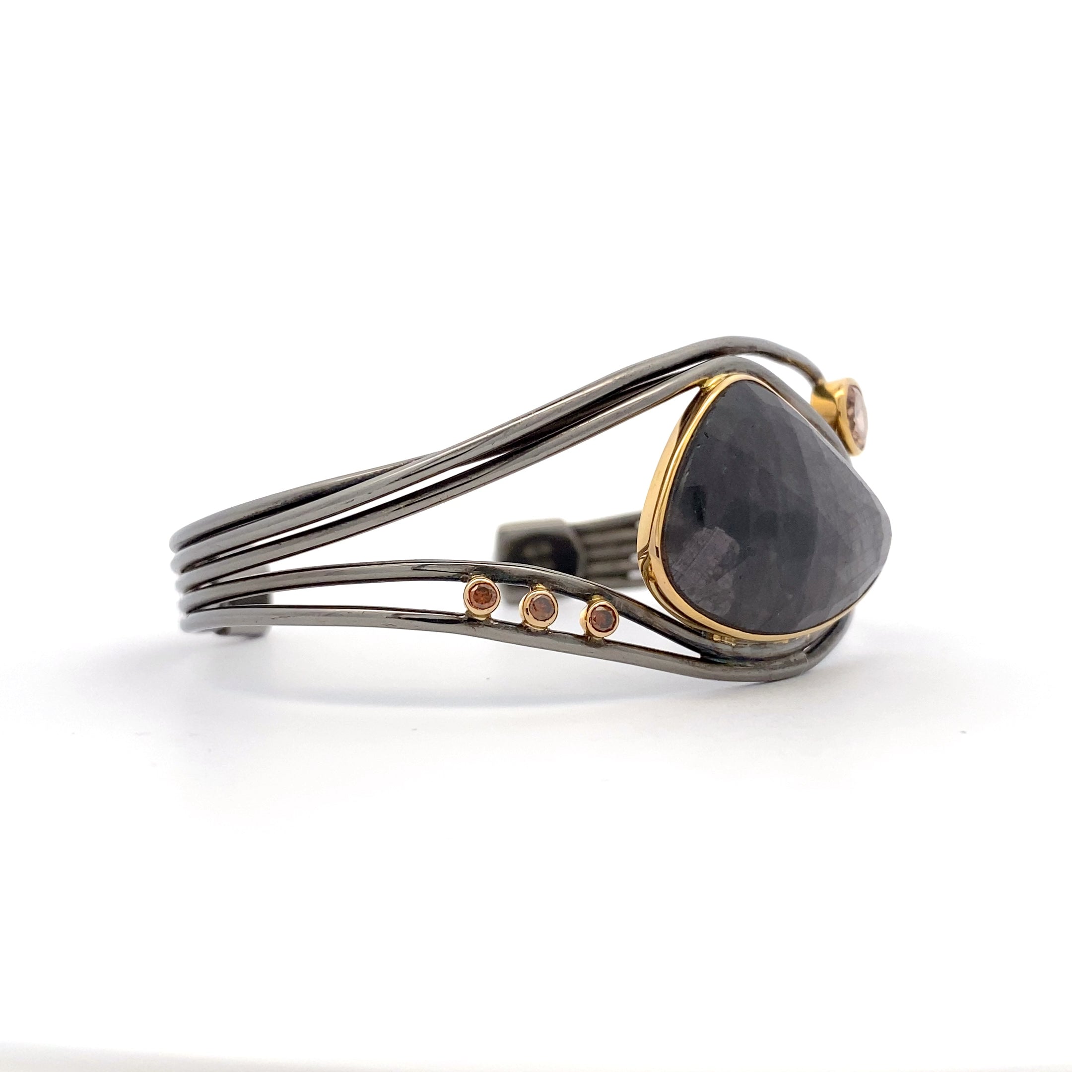 Gray Sapphire and Tourmaline Cuff