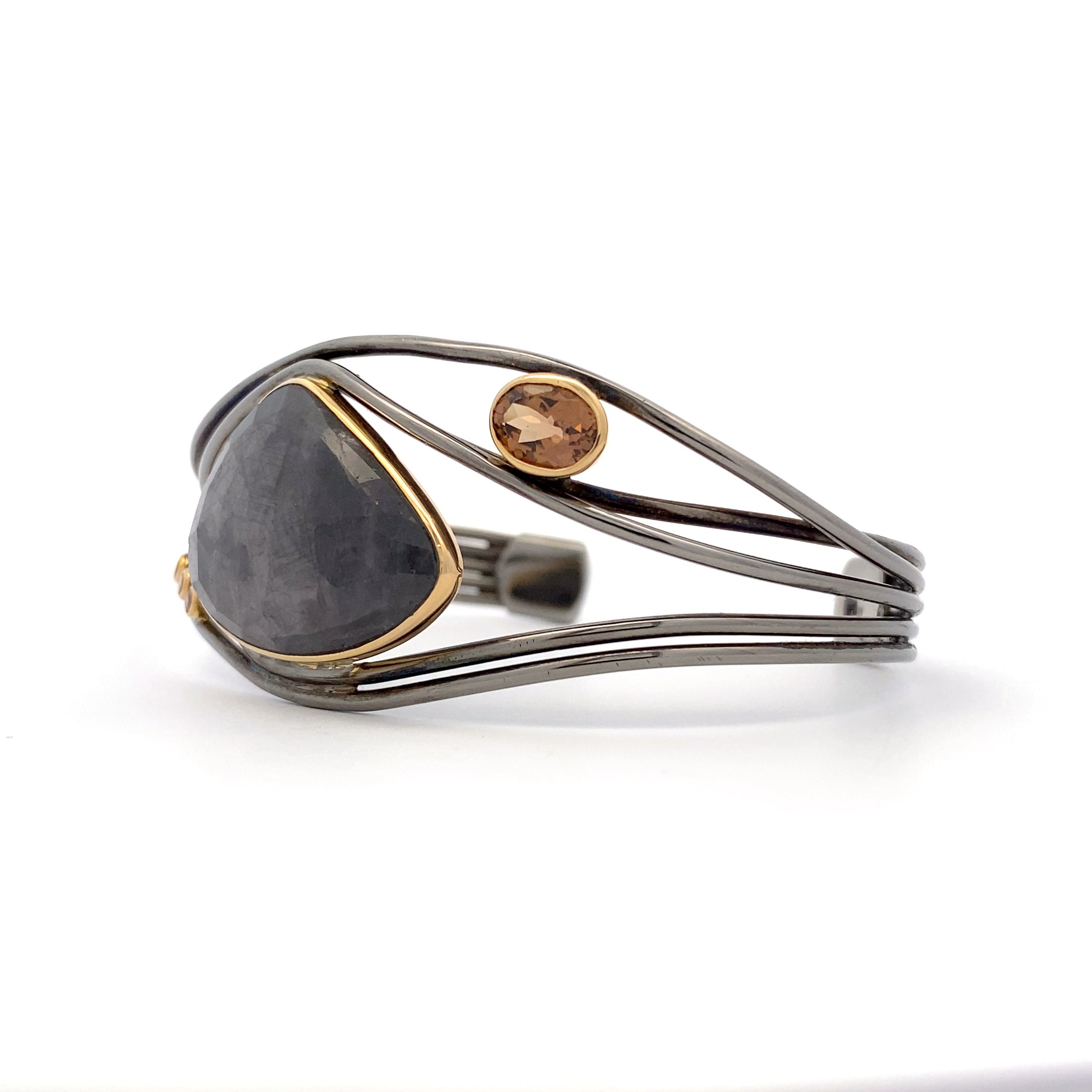 Gray Sapphire and Tourmaline Cuff