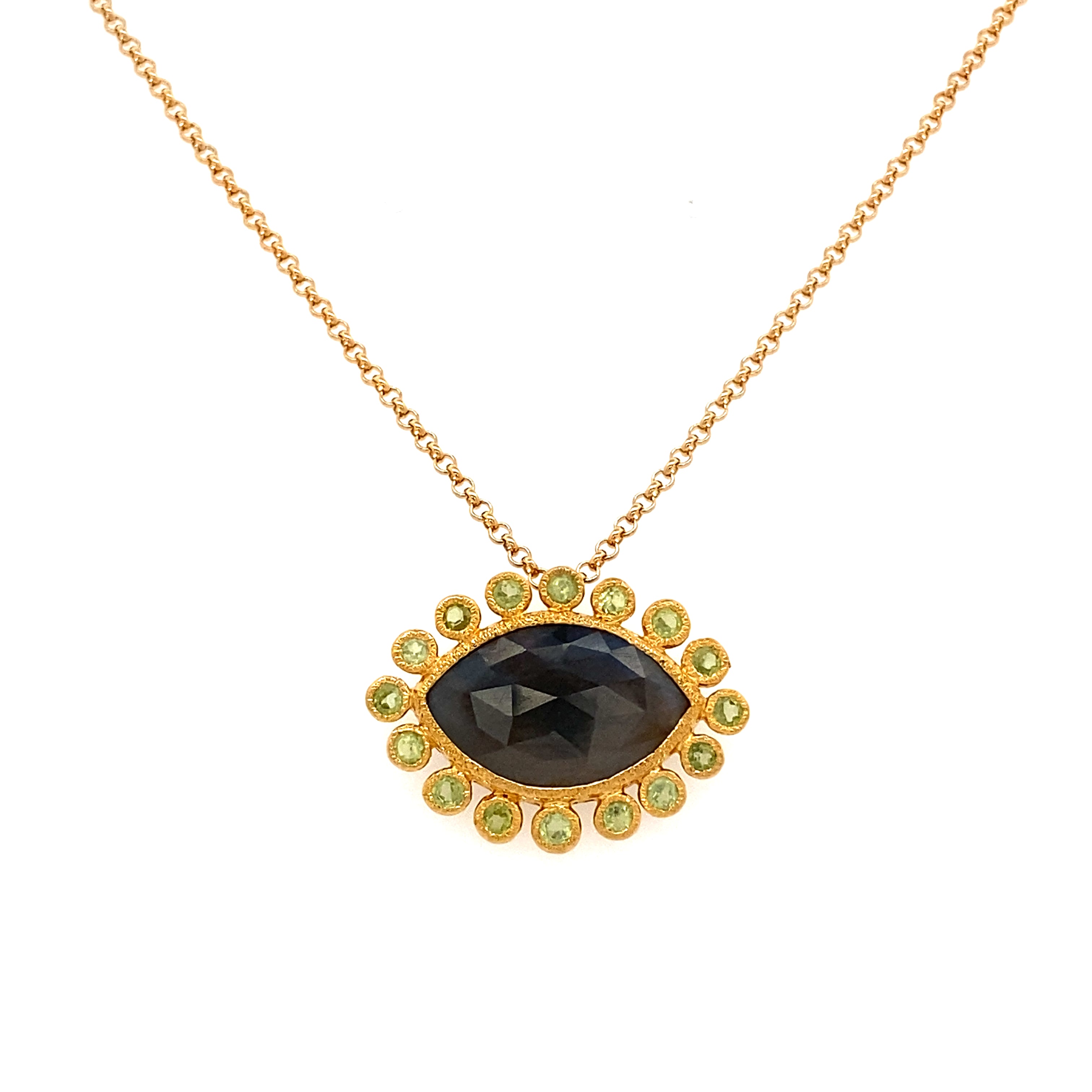 Gray Sapphire and Peridot Pendant