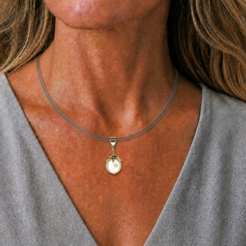Coin Pearl on Triple Silver Strand