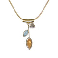 3 Stone Petal Gold Pendant - Mandarin - Q Evon Fine Jewelry