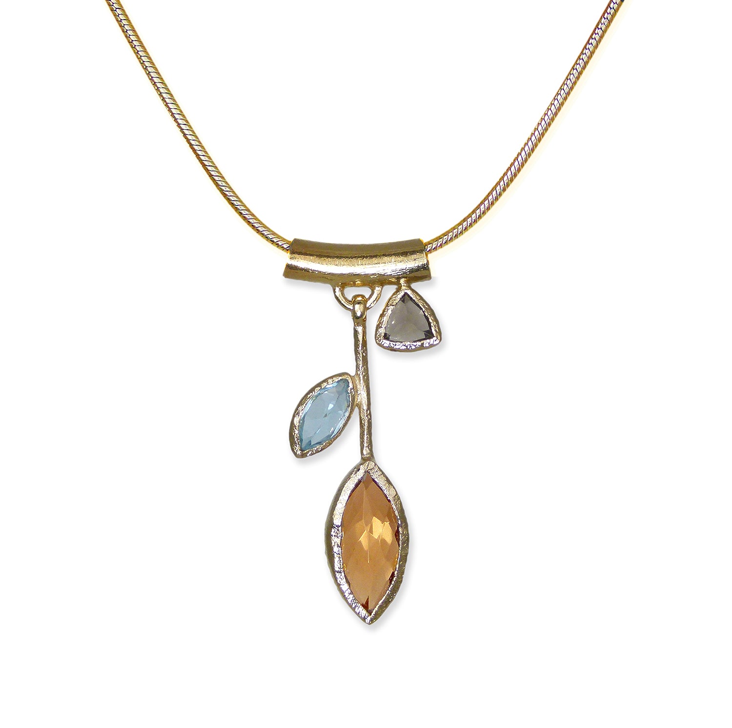 3 Stone Petal Pendant - Mandarin