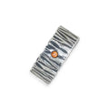 Etched Oxidized Silver Band, Orange Sapphire