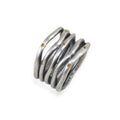 5 Line Silver Ring, Orange Sapphire