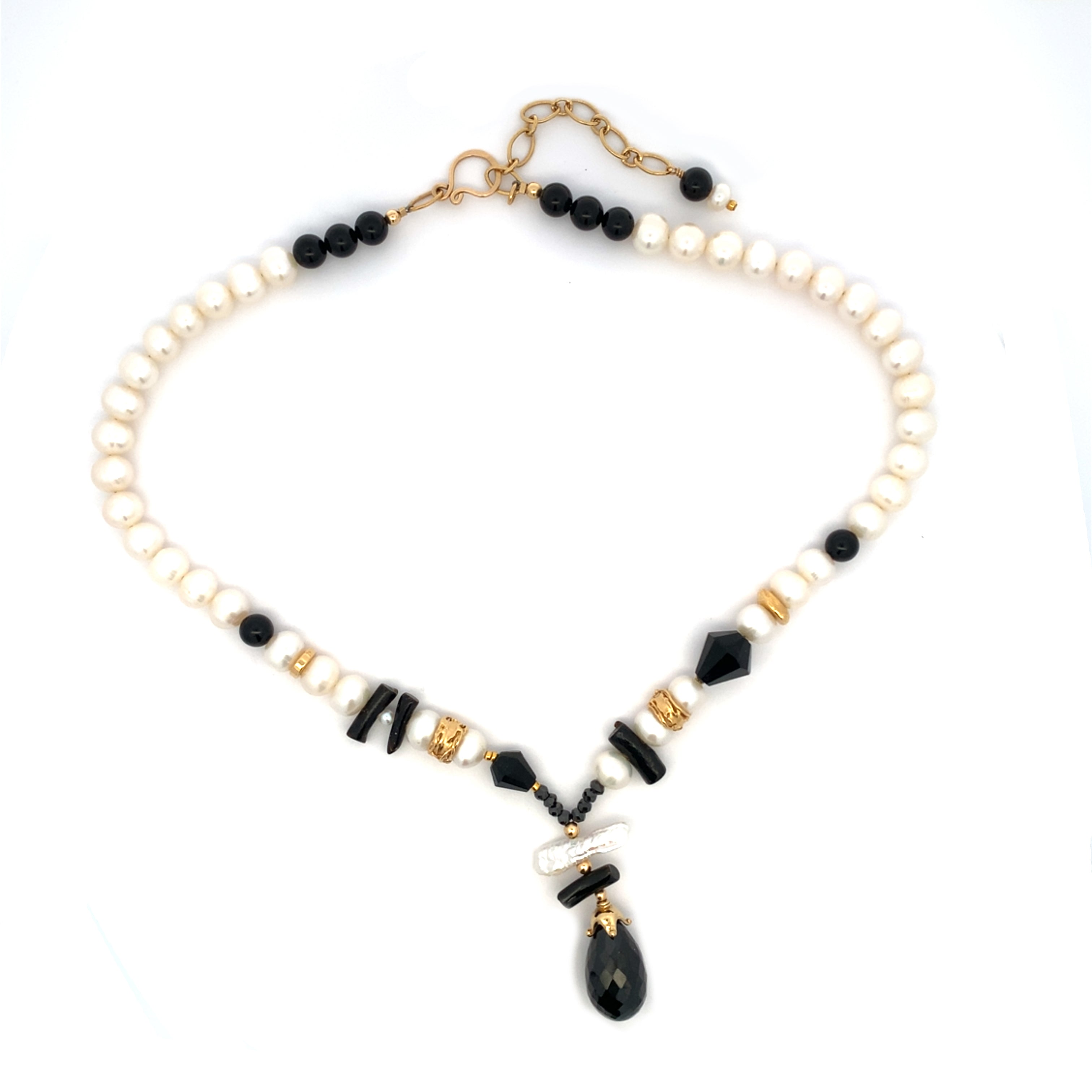Vintage Black Coral with Spinel, Onyx and Pearls