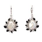 Silver Spinel and Baroque Pearl Earrings - Leverback