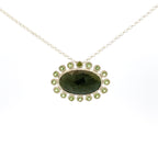 Deep Green Sapphire and Peridot Pendant