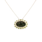 Deep Green Sapphire and Peridot Pendant