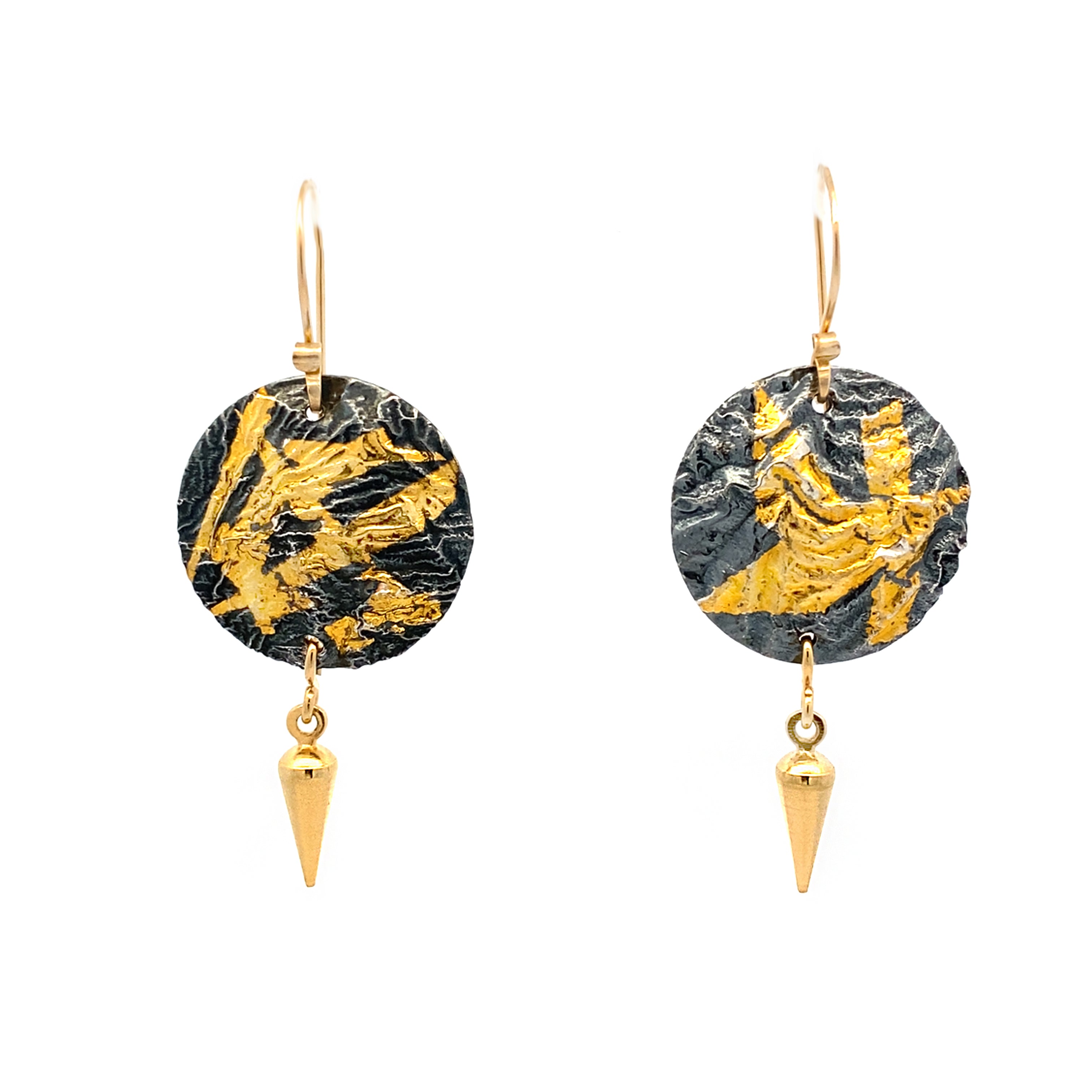 Keum-Boo Disk Black & Gold Spike Earrings