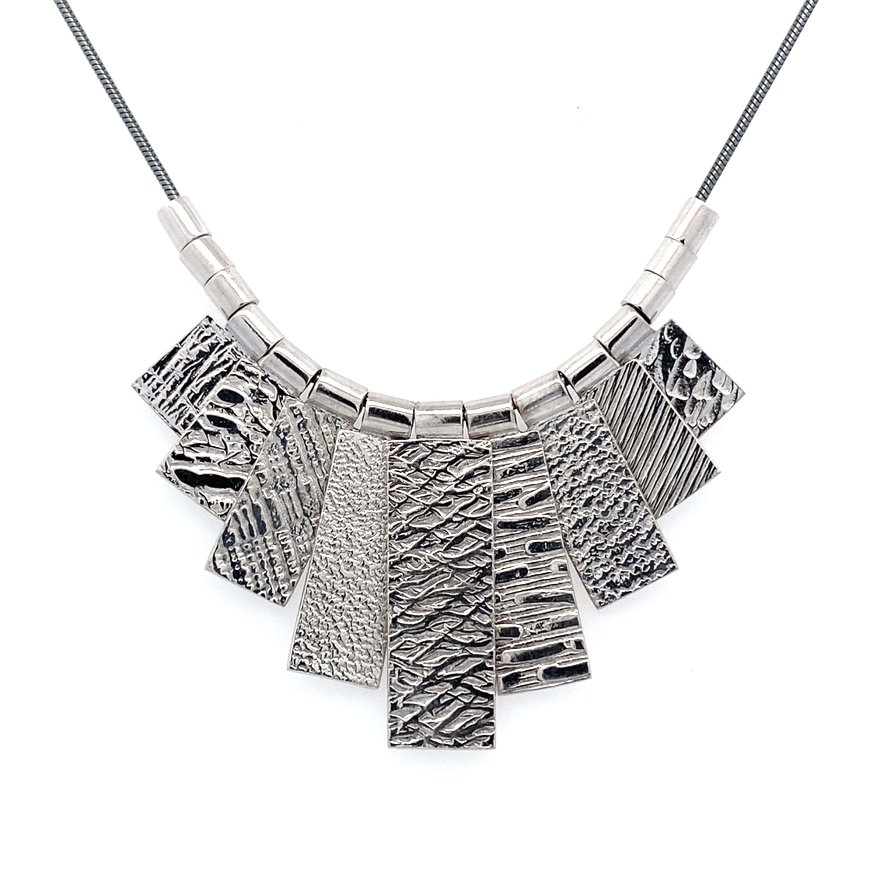 9 Tab Necklace - White Rhodium