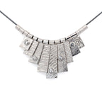 9 Tab Silver Necklace with White Sapphire