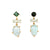 18k Vermeil Asymmetrical Rose Cut Aquamarine  and Green Tourmaline Earrings
