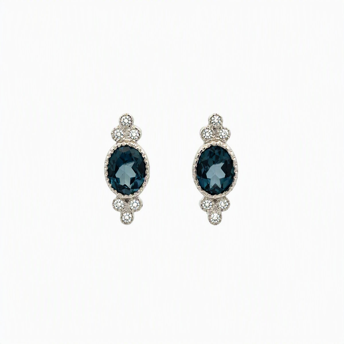 Silver Topaz and Diamond Stud Earrings
