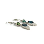 Silver London Blue Topaz and Tourmaline  Leverback Earrings