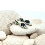 Silver London Blue Topaz and Tourmaline  Leverback Earrings