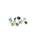 Silver Asymmetrical Mixed Gemstone Earrings - Multiple Options