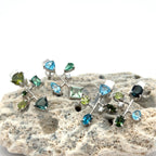Silver Asymmetrical Mixed Gemstone Earrings - Multiple Options