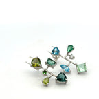 Silver Asymmetrical Mixed Gemstone Earrings - Multiple Options