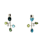 Silver Asymmetrical Mixed Gemstone Earrings - Multiple Options