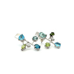 Silver Asymmetrical Mixed Gemstone Earrings - Multiple Options