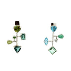 Silver Asymmetrical Mixed Gemstone Earrings - Multiple Options