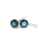Round London Blue Earrings, White Rhodium